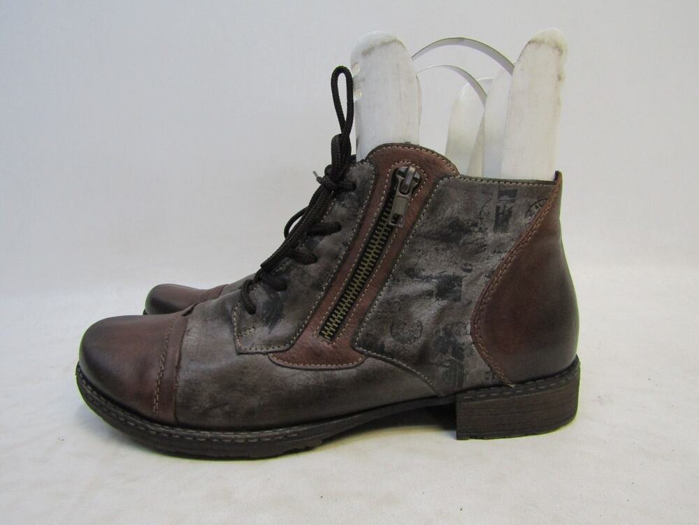 Remonte Womens Size 40 EUR Brown Leather Zip Lace Up Ankle Fashion Boots